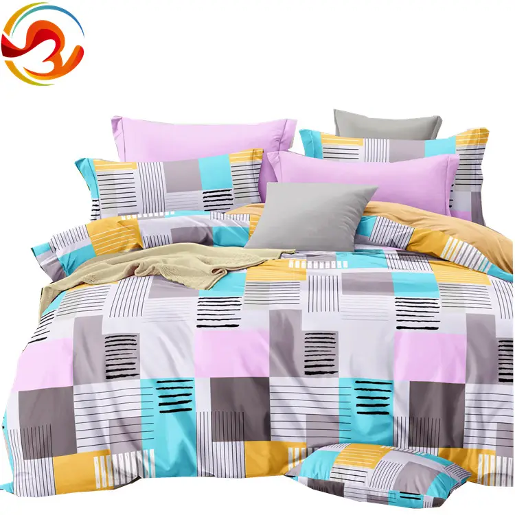 100% polyester microfiber bedsheet home textile printed comforter cover set double/queen/single size bedding luxury set