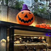 Petit chapeau de sorcière gonflable d'Halloween en forme de citrouille, visage de dessin animé, publicité personnalisée, étanche, alimenté par USB, durable pour fête de jardin
