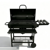 Barbecue au charbon de bois robuste pour l'extérieur avec couvercle et roues pour les fêtes dans la cour