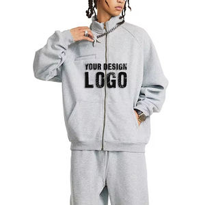 Ventes en gros OEM Sweat-shirts pour hommes à col montant et fermeture éclair intégrale en polaire, mode décontractée, épaules tombantes, cardigan zippé, sweat-shirts pour hommes - Product Image 2