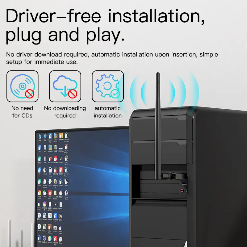 EDUP EP-AX900S lái xe miễn phí wifi 6 900Mbps Bluetooth 5.3 Driverless Wifi Adapter cho PC 2 trong 1 USB Wifi Adapter cho Win10/11