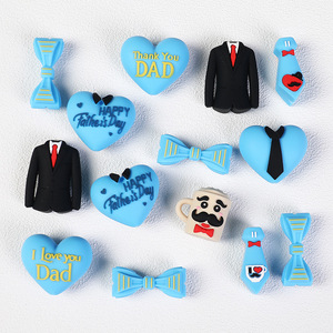 Breloques Cœur Bleu DIY pour la Fête <span class=keywords><strong>des</strong></span> Pères, Perles en Silicone 3D, Perle de Dentition Fille Noire pour Bracelet Papa et Fabrication de Stylos Perlés - Product Image 2