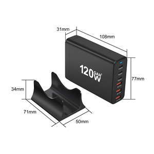 GAN 120W USB C ที่ชาร์จติดผนัง USB QC3.0 PD 65W ชาร์จเร็ว6พอร์ตอะแดปเตอร์ชาร์จไฟตั้งโต๊ะ - Product Image 6