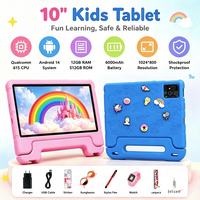 Tablette pour enfants de 10,1 pouces, Qualcomm 615, 12+512 Go, Android 14, batterie de 6000 mAh, protection des yeux, tablette éducative, contrôle parental