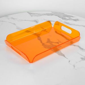 Bespoke mờ Acrylic phong cách phục vụ khay với cắt ra xử lý cho Bàn cà phê nhà bếp lucite hình chữ nhật đậm Vanity khay - Product Image 1