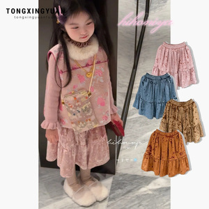 Chinese Style Baby Girls' Custom Dyeing Skirt New Year Traditional Clothing Pink Blue Brown Orange Sizes Available - Product Image 1