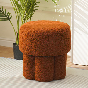 Modern Tufted Ottoman Round Floor <b>Stool</b> Upholstered Seat Bench for Living Room <b>Bedroom</b> Hotel - Product Image 4