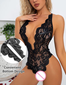 Frauen sexy mehrfarbige Spitze Bodysuit Plus Size Bandage Teddy Dessous mit Schleife Dekoration reife erotische Unterwäsche - Product Image 5