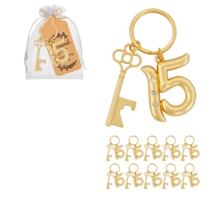 Llavero Abridor de Botellas de Cerveza para Invitados de Cumpleaños, Aniversarios y Bodas, Recuerdos y Decoraciones Perfectas para el 15.º Aniversario - Product Image 1