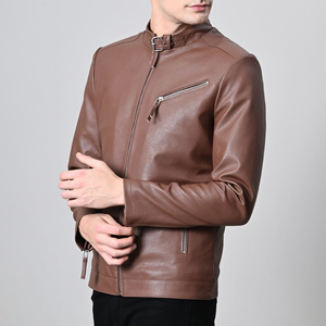 Veste en cuir de moto imperméable à fermeture éclair, vente en gros OEM, haute qualité, style vintage, vestes en cuir personnalisées pour hommes - Product Image 5