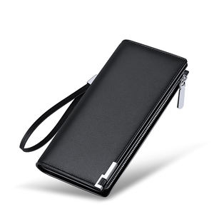 Portefeuille long avec dragonne, portefeuille professionnel à deux volets en cuir PU de haute qualité avec grande poche zippée – Conception pour hommes et femmes - Product Image 1