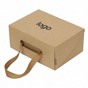 Wholesale Custom Corrugated Cardboard Handbag Packaging Clothing <b>Underwear</b> Shoe Box With Ribbon Handle - Product Image 1