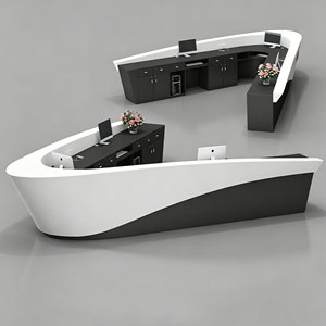 Mostrador de Recepción Curvo de Madera, Personalizado para Centros Comerciales, Aeropuertos, Villas, Clubes, Muebles Comerciales para Interiores - Product Image 5