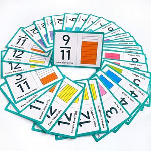 Fournitures scolaires, aides pédagogiques pratiques pour l'enseignement des mathématiques, cartes à code couleur pour l'éducation précoce, outil d'apprentissage, jeu de fractions, cartes flash - Product Image 1