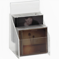 Présentoir à CD en acrylique transparent à 3 niveaux avec porte-disques en acrylique, support pour DVD et disques vinyles avec cadre pour signalétique, présentoir d'albums