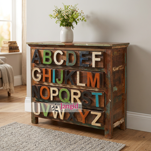 Vintage Reclaimed Natural <b>Wood</b> Living Room Cabinets Storage Buffet Cabinet <b>Letters</b> Handcrafted For Hotel Farmhouse - Product Image 4