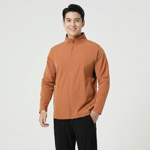 Hot Selling Autumn Four Solid Color Zipper Pocket 90% Nylon 10% Spandex Stand Collar Custom Windbreaker <b>Jacket</b> <b>Men</b> - Product Image 1
