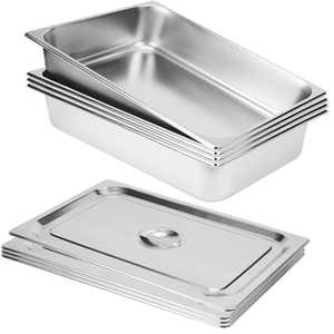 Juego de 4 Recipientes Apilables de Acero Inoxidable con Recubrimiento en Polvo de Grado Alimenticio, de Alta Resistencia, Capacidad de 3.43 Galones, para Cocina de Buffet - Product Image 1