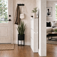 ASSOC Meuble à chaussures métallique ultra-fin 155 mm, 3/4 niveaux, avec étagères basculantes, rangement gain de place, sans assemblage requis, pour entrée