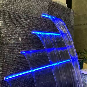 Cascade d'eau en acier inoxydable avec éclairage LED pour piscine extérieure en acrylique, rideau d'eau, cascade, fontaine - Product Image 2
