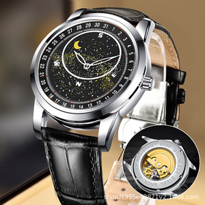 Montre mécanique entièrement automatique pour hommes ciel étoilé rotatif étanche lumineux 20mm cuir main rapide tremble génération cheveux - Product Image 3