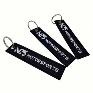 Factory Wholesale <b>Custom</b> Logo Woven Jet Tags Letter Charms <b>Keychain</b> - Product Image 1