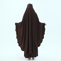 Ensemble de prière islamique Mexizo Lasted : Abaya à volants 2 pièces et Khimar, Robe de prière musulmane grande taille pour femmes