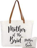 Cadeaux pour la mère de la mariée, sac fourre-tout de luxe avec trousse de maquillage, cadeaux pour la fête nuptiale, fermeture éclair supérieure, toile, poignée en cuir blanc