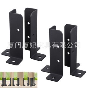 Adjustable <b>Wooden</b> <b>Fence</b> <b>Post</b> <b>Brackets</b> Carbon Steel Black 4 Pack Outdoor Support Reinforcement Accessories - Product Image 5