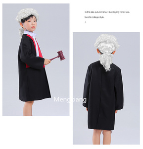 Costume de travail pour enfants jeu de rôle jouet ensemble faire semblant pour les tout-petits <span class=keywords><strong>avocat</strong></span> Costume enfants Cosplay carrière tenue robe de juge avec perruque marteau - Product Image 5