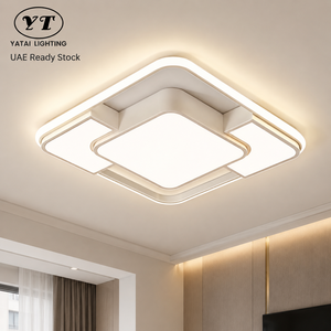 โคมไฟเพดาน LED สี่เหลี่ยมทันสมัย ​​อะคริลิคเหล็กติดพื้นผิว รีโมทดิมได้สามสี สำหรับห้องนั่งเล่น ห้องนอน ห้องโถง - Product Image 1