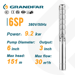 Bomba de Agua Sumergible GRANDFAR 6SP 50HZ 151M de Alto Flujo, Acero Inoxidable 304, para Extracción de Agua de Pozos Profundos, 3 Pulgadas - Product Image 2