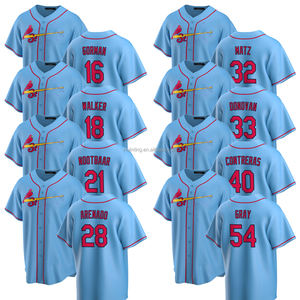 เสื้อเบสบอล2025ของผู้ชาย Louis เสื้อเจอร์ซีย์สำรองออกแบบได้ตามต้องการไซส์ใหญ่ปักลายสีน้ำเงินอ่อนโลโก้เครื่องแบบ - Product Image 1