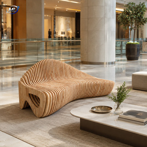 Modern Solid Wood Durable Comfortable Waiting Chair Curved <b>Bench</b> Wooden Seating for Hospital Hotel Mall Office - Product Image 3