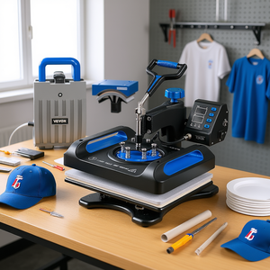 Máquina de Prensa de Calor Vevor 12x15, Transferencia de Sublimación Digital Dual para Camisetas, Gorras, Platos, Vinilo Azul - Product Image 2