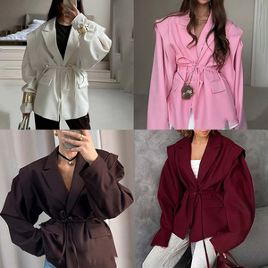 Nueva Colección Primavera 2026, Ropa de Mujer para Exportación Europea y Americana, Traje Elegante de Color Sólido con Cordones - Product Image 6