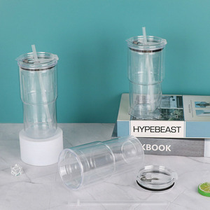 Gobelets en plastique transparents réutilisables sans BPA de 17 oz pour boules de neige, gobelets en acrylique à <span class=keywords><strong>double</strong></span> paroi pré-perforés pour artisanat DIY et paillettes - Product Image 5