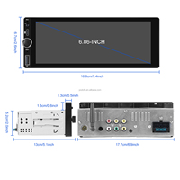 Podofo1 Din autoradio sans fil Carplay Android Auto voiture lecteur MP5 6.86 ''IPS écran tactile BT FM RDS rétro-éclairage coloré type-c