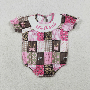 Vestido de Verano para Niña Pequeña, Bordado con la Frase 'Daddy's Girl', Camuflaje, Rosa, Manga Corta, Vestidos Fruncidos para Niñas - Product Image 3