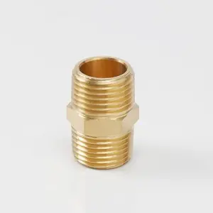 Nhà Máy <span class=keywords><strong>3</strong></span>/8 "<span class=keywords><strong>NPT</strong></span> nam thẳng Ống nối phù hợp Brass giảm Hex núm vú với thép xử lý - Product Image 1