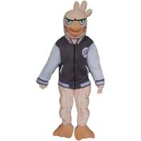 Fabricant professionnel de costumes de mascotte de canard sur mesure, costumes de mascotte de canard musclé en T-shirt gris pour adultes, costumes de mascotte pour spectacle sur scène