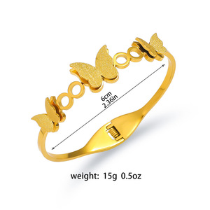 Luxe roestvrijstalen 18K vergulde armbanden en armbanden met vlinderdesign, anti-oxidatie, voor dames - Product Image 2