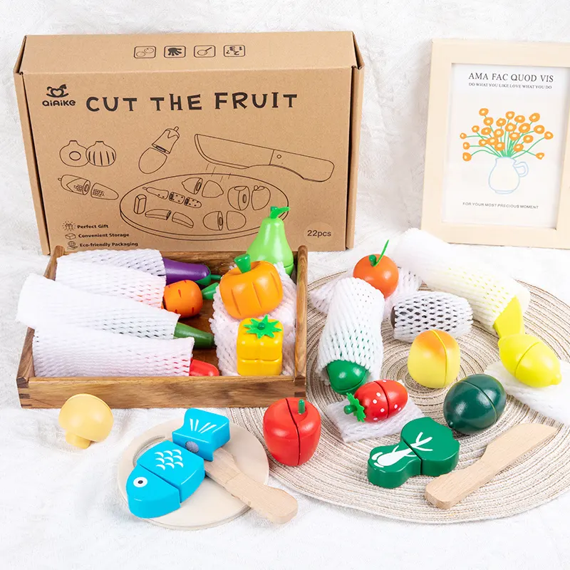 Juguete de cocina de madera para niños, imán de corte de frutas y verduras, juguete educativo de aprendizaje temprano, regalo