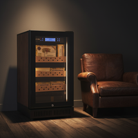 Humidor à cigares électrique en acier inoxydable avec compresseur, 200 pièces, mini vitrine avec serrure, capacité 68L pour usage domestique