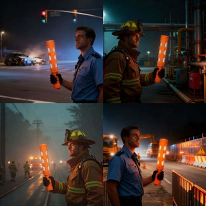 視認性充電式交通警棒 公共安全用 ポータブル磁気緊急LEDロードフレア 赤青黄警告警棒 - Product Image 6