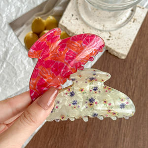 กิ๊บติดผมอะซิเตทลายดอกไม้ฤดูร้อน YUXI สไตล์สดใสอ่อนโยน กิ๊บหนีบผมทรงฉลาม ประดับดอกไม้ สำหรับทรงผมครึ่งรวบ - Product Image 2