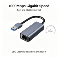 USB 3.0 Gigabit LAN-adapter 10/100/1000Mbps RJ45 bekabelde netwerkadapter voor computer, laptop en MacBook