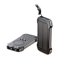 Batterie Externe Solaire 10000mAh en Gros avec Charge Rapide Sans Fil 15W, Câbles Intégrés Type-C/Lightning/Micro USB, Batterie Li-Polymère et Lumière LED