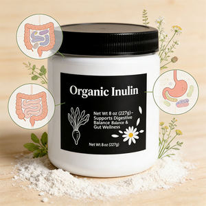 Complément alimentaire en poudre d'inuline biologique pour adultes, équilibre digestif, santé intestinale, saveur fraîche, pot de 227 g, durée de conservation de 24 mois, personnalisable - Product Image 1