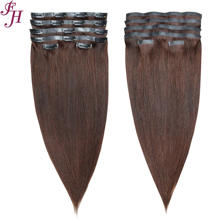 Vendor rambut FH 100% rambut manusia remy Eropa klip mulus pu dalam Ekstensi 28 inci 150g untuk wanita